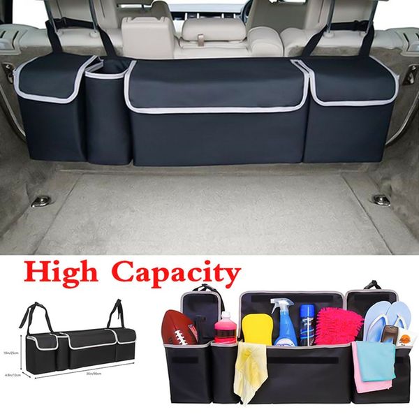 

car trunk organizer adjustable backseat storage bag net high capacity multi-use oxford automobile seat back organizers universal