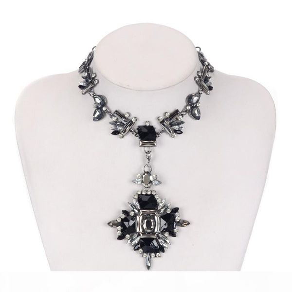 

fashion jewelry women flower necklace pendant crystal collar bib choker boho collier femme maxi statement accessories, Silver