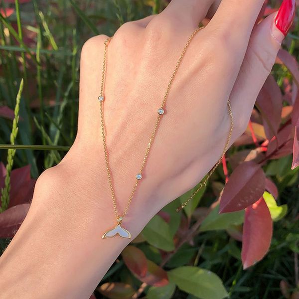 

new elegant and beautiful fishtail shell pendant necklace for women love gift jewelry titanium steel necklace, Silver