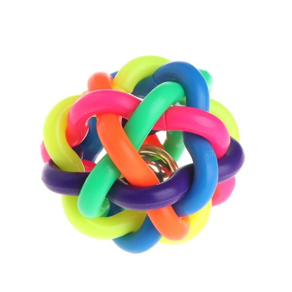 

cat toys pet dog toy colorful rubber round ball with bell puppy training chewing lx9c