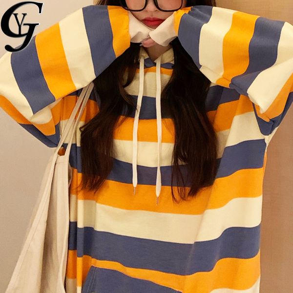 

colorful rainbow long sweatshirt women 2020 autumn long sleeve plus size pullover hoodie ladies kpop streetwear women hooded, Black