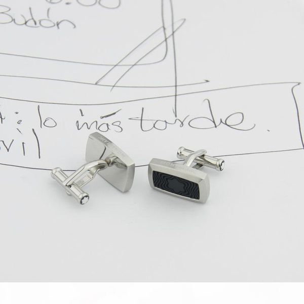 

luxury stainless steel male cufflinks in star design with black for men never change color can use in business fair meeting with box, Silver