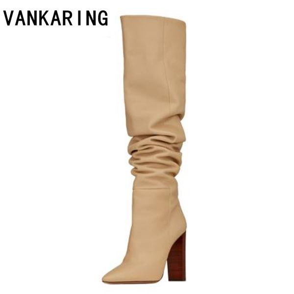 

over-the-knee high boots womens square block heel platform autumn winter thigh boots high heels party dress shoes big size, Black