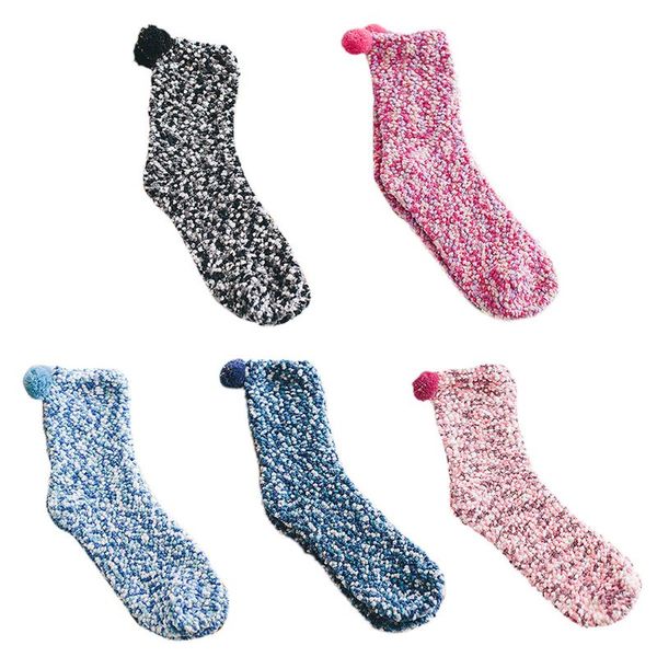 

women girls candy color pompom coral velvet slipper socks with cupcake packaging new, Black;white