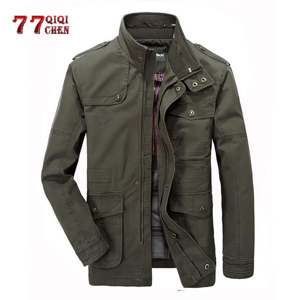 

autumn army long jacket men casual cotton trench coat multi-pocket windbreaker flight tactical jacket chaqueta hombre, Black;brown