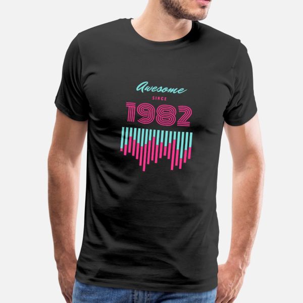 

высокий 1982 тенниска мужчин дизайн хлопок плюс размер 3xl письмо подарков новая мода летний стиль уникальные рубашки, White;black