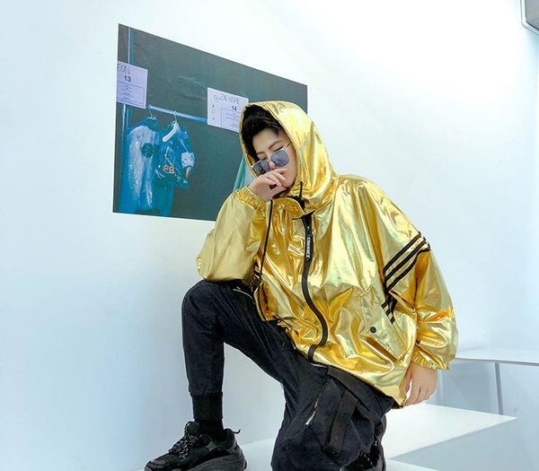 

cool2019 male autumn youth bf wind high-luminance color show serve jacket loose coat, Black;brown