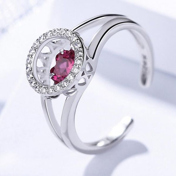 

jewelry s925 sterling silver rings for women heart zircon open rings simple fashion of shipping