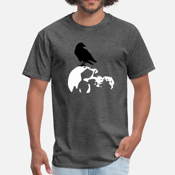 

raven and skull t shirt men designs cotton s-xxxl homme crazy new style spring formal shirt