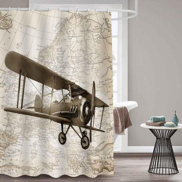 

airplane retro shower curtain waterproof bathroom bath curtains extra blackout shower curtain with hooks douchegordijn