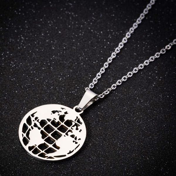 

chains 1pc mini globe stainless steel charms necklace men women kids making jewelry accessories two colors, Silver