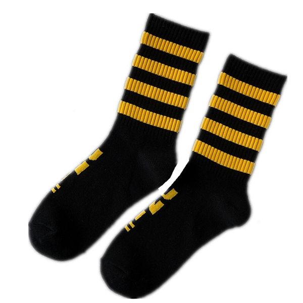 

fashion new harajuku men and women socks hip hop fashion four bars stripes cool street trend couple in-tube sports socks trend cotton sk, Black