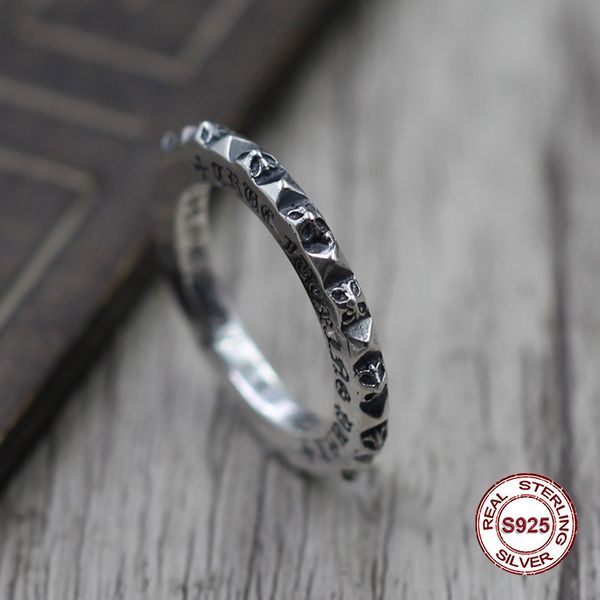

s925 pure silver men's ring personality retro the punk style cross around the ring gift to your lover