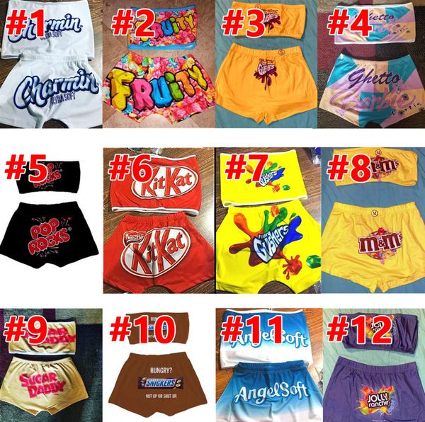 

women designer cartoon tracksuit summer shorts set ladies 2 piece set pattern printed chest-wrappedyoga pants s-xxl l966, Gray