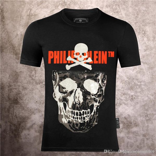 

philip plain brand mens designer t shirts firmata uomo fashion luxury designer t shirt summer homme mens skull tshirt tee 529, White