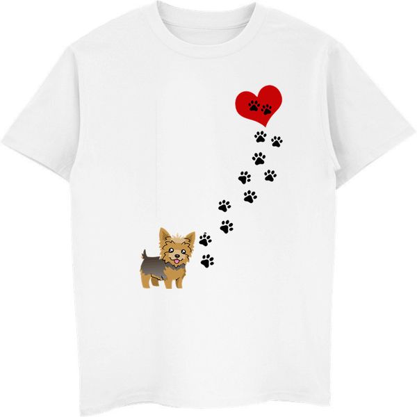 

summer men short sleeve o-neck t-shirt the path to my heart yorkie print tshirt men women hip hop tees streetwear