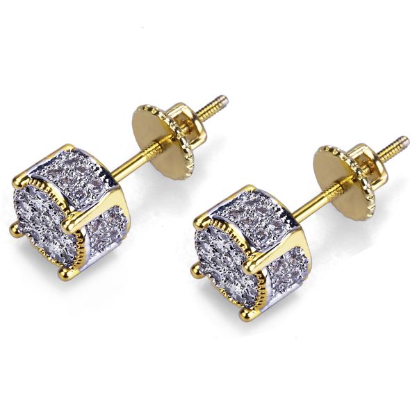 

конструктор серьги роскошные ювелирные изделия мода женщин мужские серьги hip hop алмазная стад earings iced out bling cz рок панк круглый с, Golden;silver