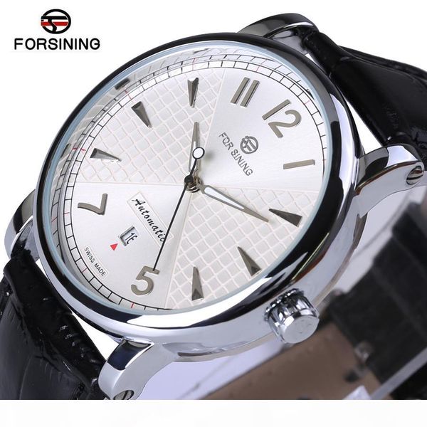 

forsining 2017 fashion business white dial designer leather mens watches automatic mechanical watch clock men, Slivery;brown