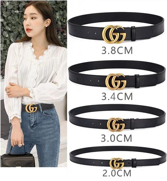 

k2020luxury high-quality designer belt fashion men and women gold buckle black belt. 2.0,3.0,3.4,3.8 cm wide. 90-125 cm long, Black;brown