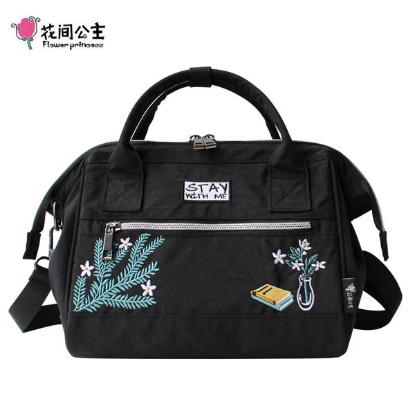 

flower princess black women handbags handle bags female shoulder crossbody bags embroidery messenger women