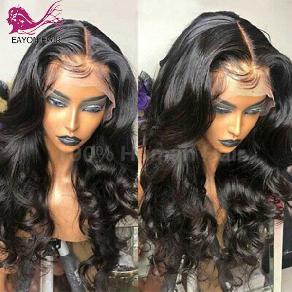 

lace wigs eayon 13*6 deep part loose wave front human hair brazilian remy 5x5 silk base pre pluck for women, Black;brown