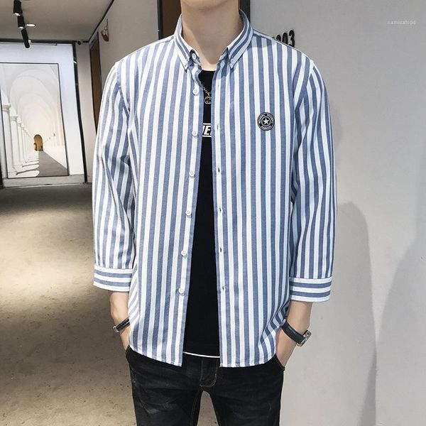 

знак рубашка молодёжного отворот шея однобортного кардиган 3/4 sleeve tee мужские повседневный summer mens нашивка, White;black
