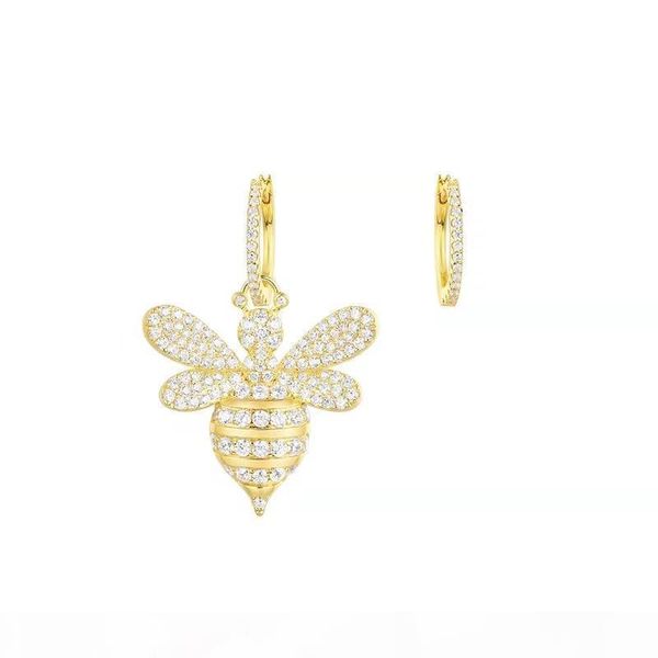 

lovely earrings yellow gold plated cz bee hoops earrings for girls women nice gift for friend, Golden;silver