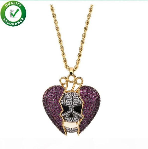 

hip hop designer jewelry luxury pendant boys iced out cz diamond skeleton pendants for men with rope chain broken heart wedding accessories, Silver