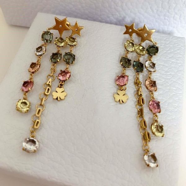 

explosion models star color diamond letter tassel wild designer earrings luxury designer jewelry women earrings, Golden