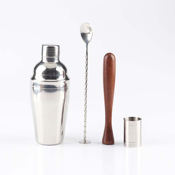 

7pcs professional stainless steel drink mixing cocktail shaker set bar tools