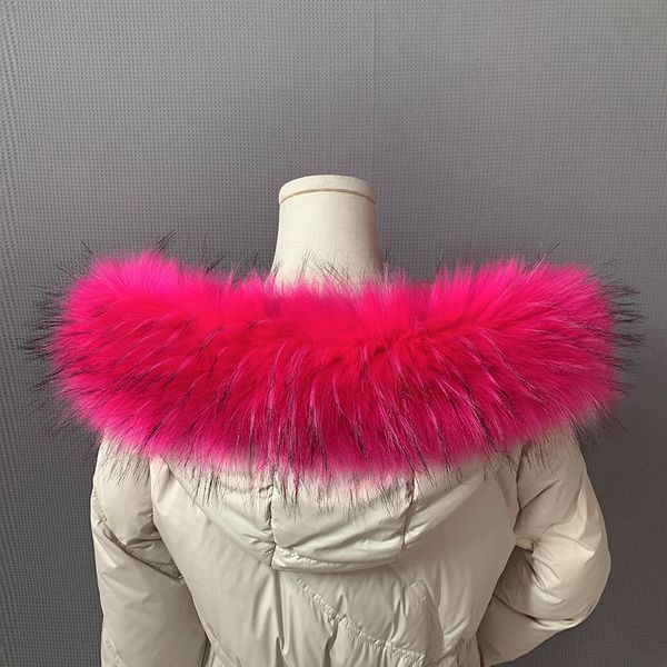 

scarves women faux fur collar winter parka coat hood decoration diy fake raccoon luxury, Blue;gray
