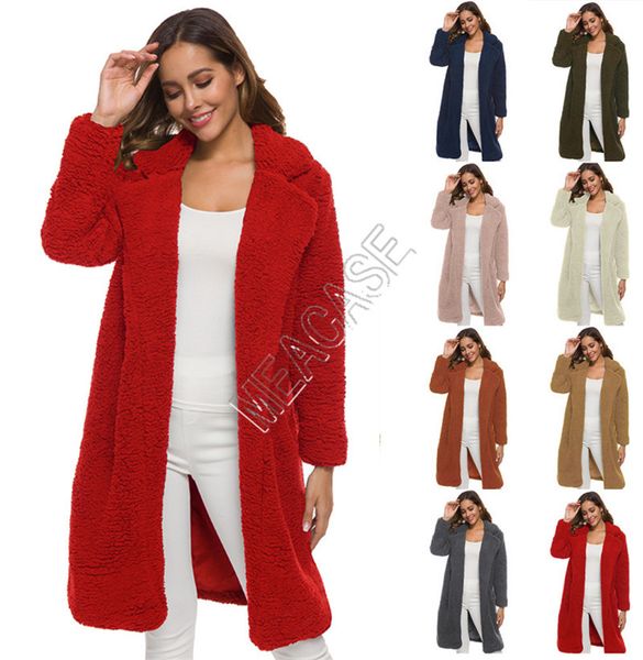 

women berber fleece jackets cardigan autumn winter fall long sleeve coat sherpa outwear plush lapel neck loose oversize jacket coats d82607, White