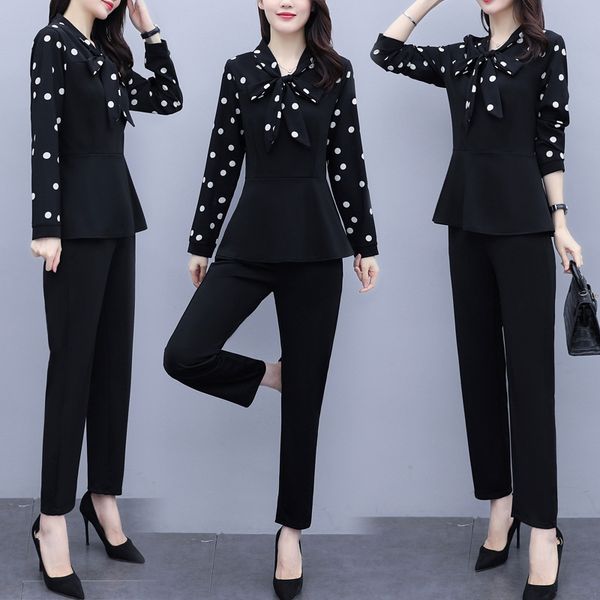 

2020 autumn new tight tight pants tights women's fashion elegant suit printed slim skinny pants women's two-piece suit 7kxer, Gray