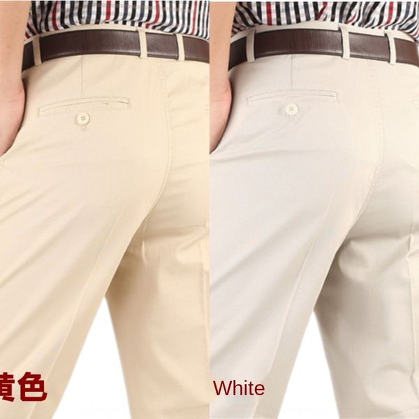 

puji kangaroo men's double pleated high waist loose straight spring and summer casual trousers casual pants thin middle-aged men's, Blue