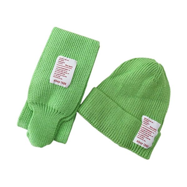 

2pcs дети детские зима hat длинный шарф набор конфеты цвет letters патч beanie cap