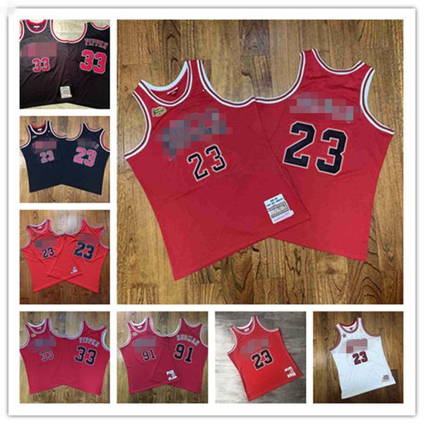 

2020 mens chicago pocket retro basketball jerseys 23 michael 33 pippen 91 rodman swingman city bulls basketball jerseys icon edition, Black