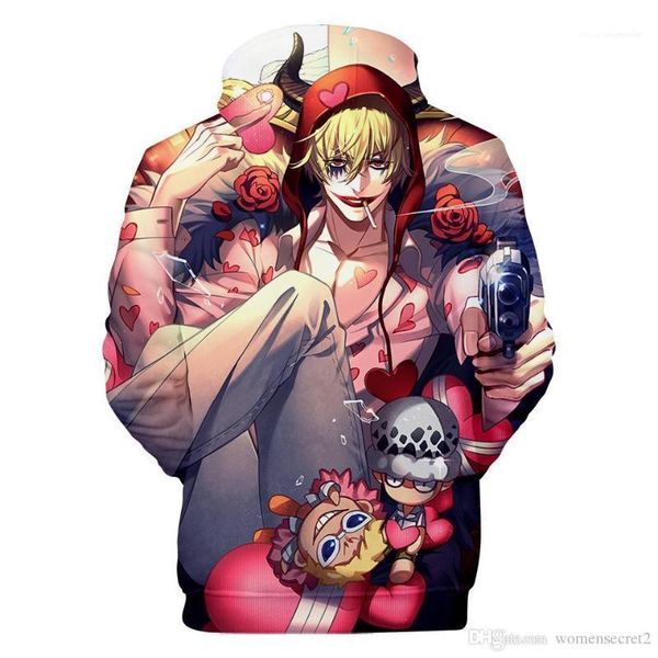 

cartoon 3d hoodies men women hooded casual loose luffy printed sweatshirts one piece, Black