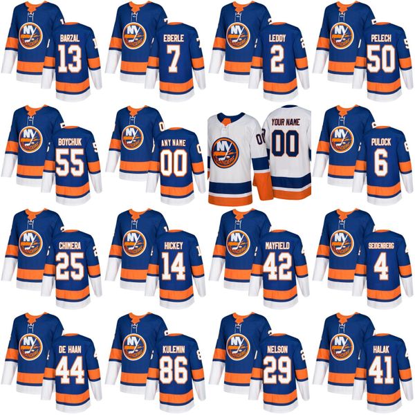 

men 2018 third new york islanders 13 barzal 22 bossy 4 seidenberg 50 pelech 6 pulock 2 leddy 55 boychuk 91 tavares 7 eberle 14 hickey jersey, Black;red
