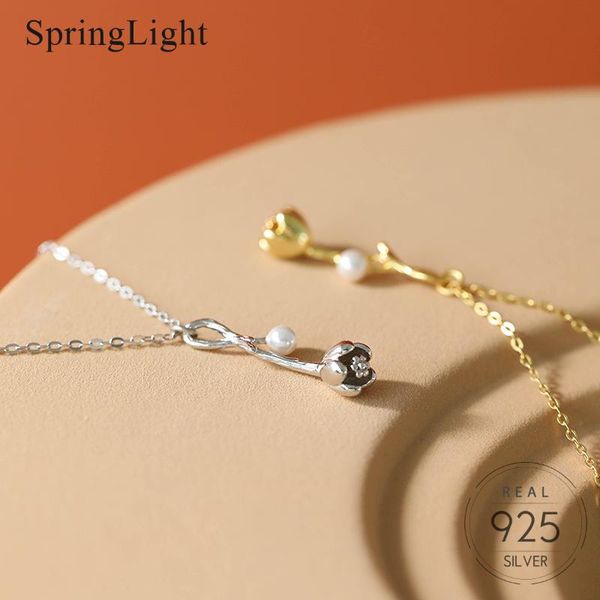 

springlight thorn flower shell beads clavicle pendant necklace real 925 sterling silver handmade fine jewelry necklace for women