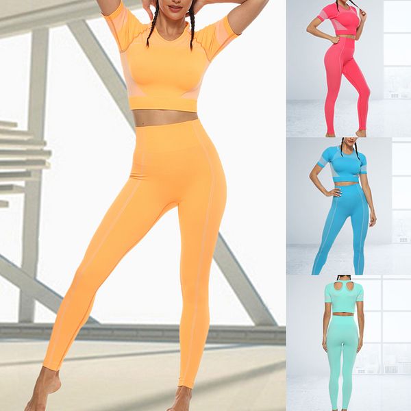

hollow yoga suit seamless women's tracksuit fitness running gym clothing high waist yoga set sportswear training sports, White;red
