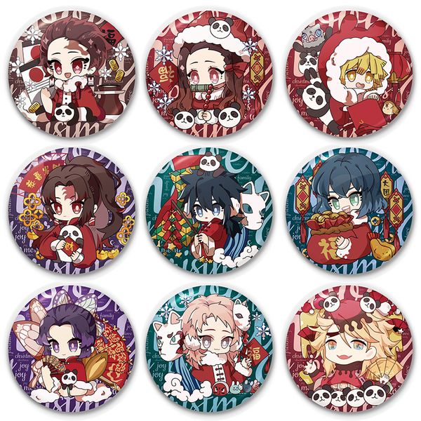 

demon slayer ladies badges women brooch initial fashion pendant enamel pins couples wedding anime acrylic broches kamado nezuko, Gray