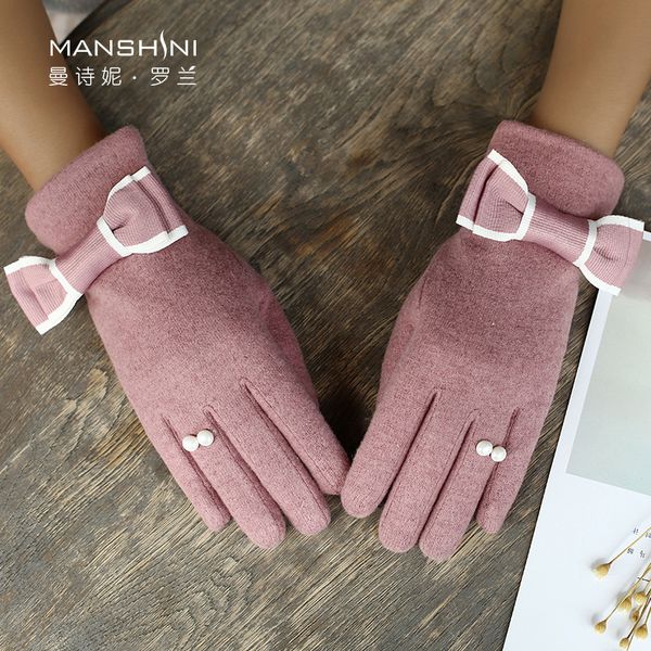 

wool cashmere gloves woman autumn and winter puls velvet keep warm telefingers gloves solid touch screen women 0818, Blue;gray
