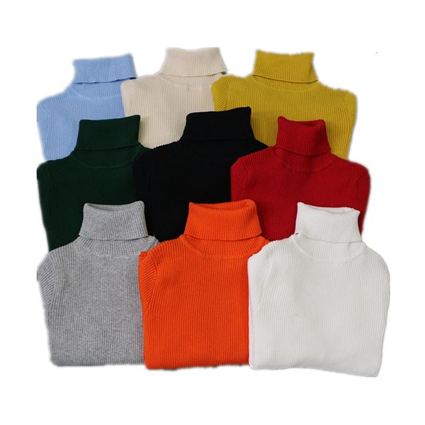 

baby boys girls turtleneck sweaters for spring autumn kids solid sweater new children knitted bottoming clothes vetement enfant, Blue