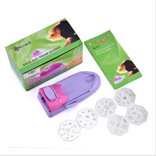 Macchina per manicure per stampa di modelli fai-da-te Pro Nail Art con strumenti per unghie Stamper per timbri in metallo Strumento per stampante per unghie con smalto a colori