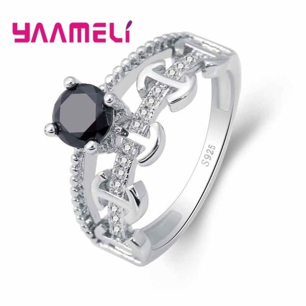 

generous retro mysterious style ring black crystal stone 925 sterling silver with anchor shape for women men wedding, Golden;silver
