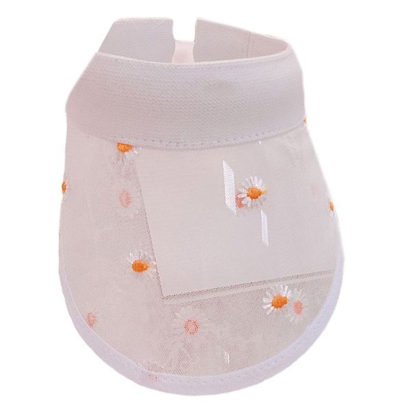 

women girls empty sun visor cap daisy embroidery mesh sunscreen beach cap lx9e, Blue;gray