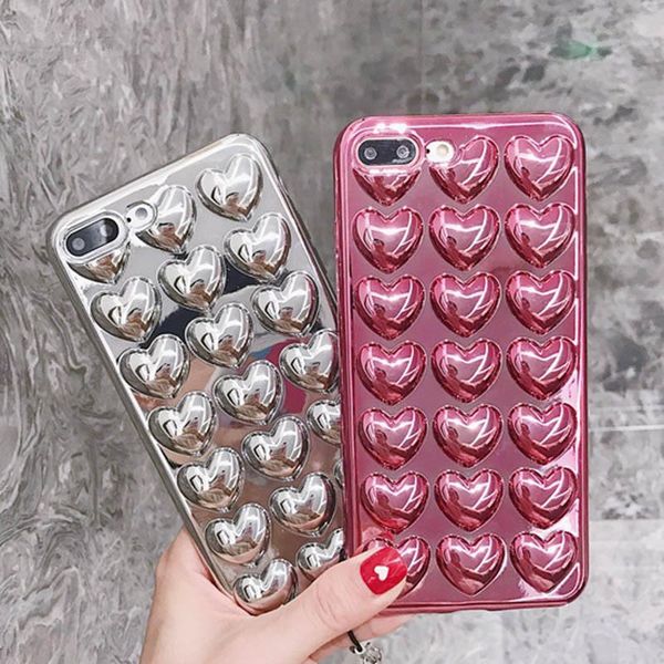 

cgjxs3d diy luxury electroplating love heart phone cases for iphone 8 7 6 6s plus x case fashion plate soft tpu cover