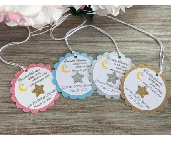 

custom any language text twinkle little star baby shower baptism favor tags, little star first birthday favor tags gift lables