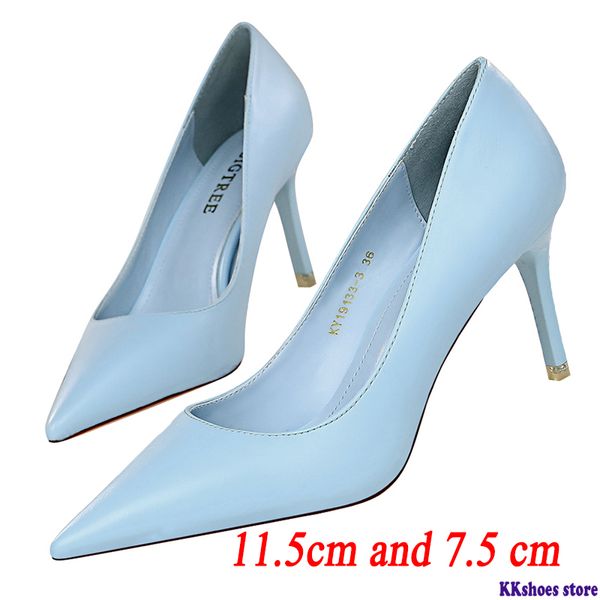 

2020 woman fetish 7.5cm and .5cm high heels wedding bridal scarpins shoes blue stripper yellow low heels office stiletto pumps, Black