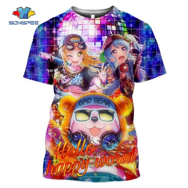 

summer puppet bang dream anime girl 3d print shirts anime funny humor men clothing